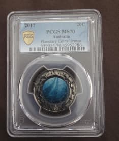 Planetary Coins Uranus, Five Dollar, 2017, PCGS MS70