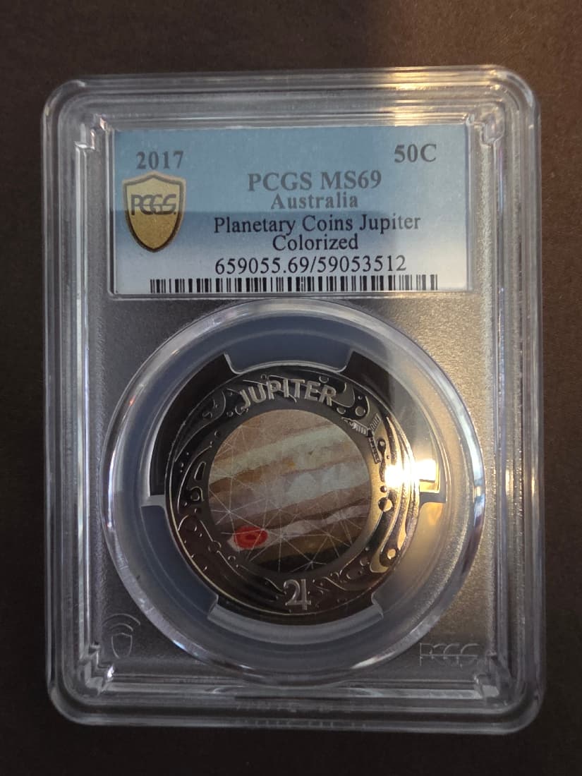 Planetary Coins Jupiter Colorized, Fifty Cent, 2017, PCGS