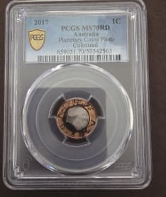 Planetary Coins Pluto Colorized, One Cent, 2017, PCGS MS70RD